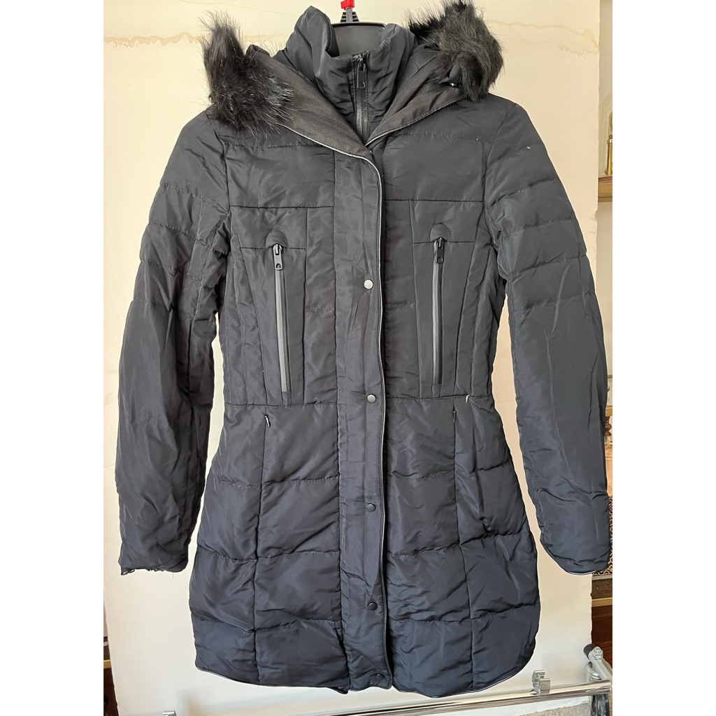 Zara Basic Black Long Down Puffer Jacket Small